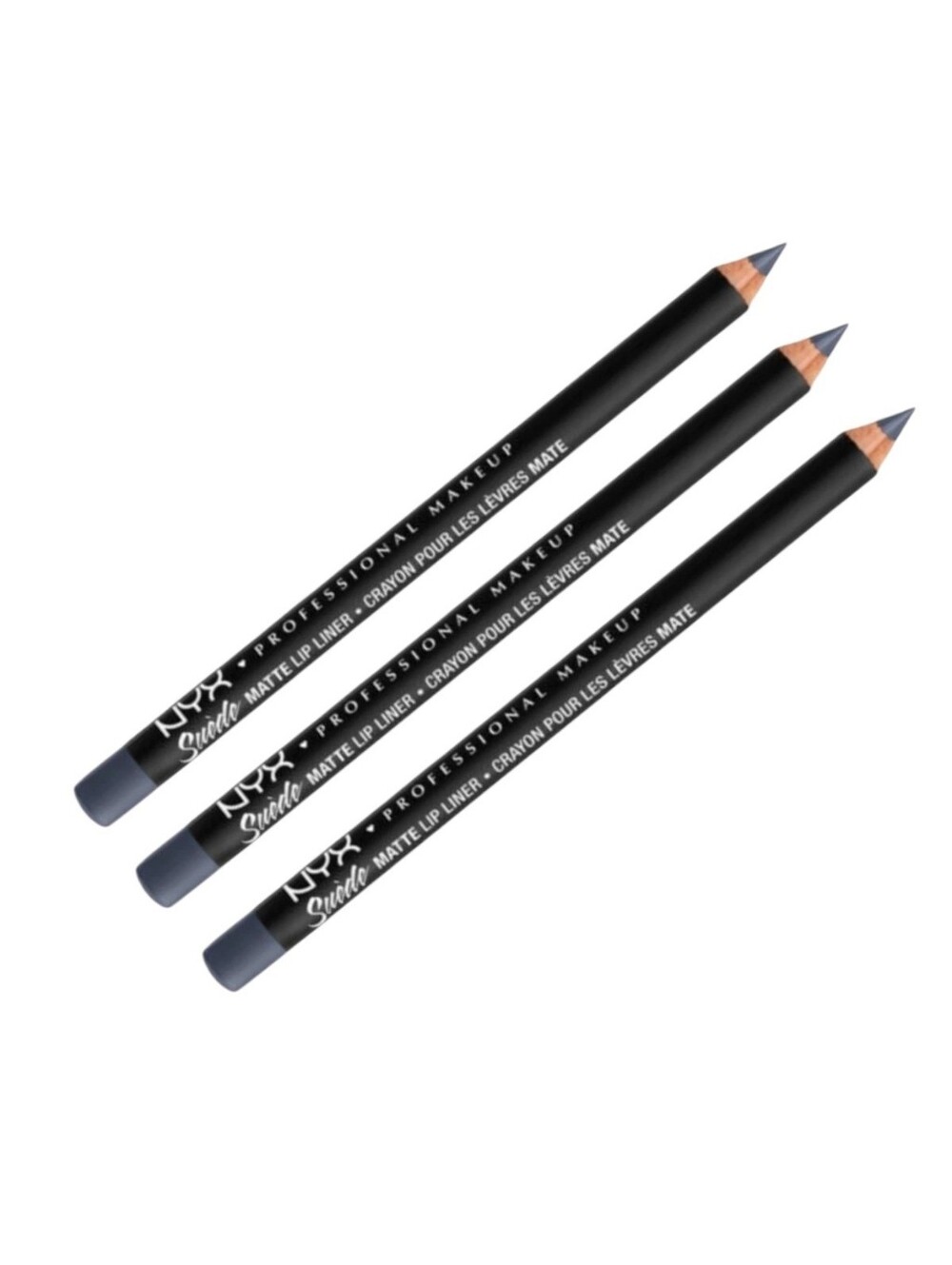 3pk NYX Professional Lip Liner Suede Matte Ace Gray Blueish Color Mod Makeup NEW